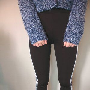 Black Nylon Leggings White Stripes